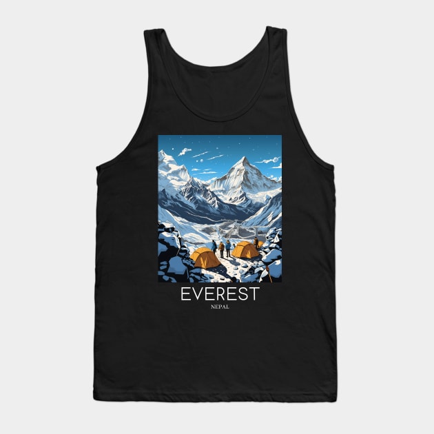 A Pop Art Travel Print of Mount Everest - Nepal Tank Top by Studio Red Koala